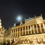 Brussels Grand Place moon over