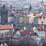 Prague city view bridge