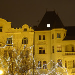 Prague building at night